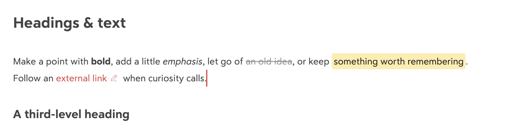 Red Bear Cursor caret at the end of an English paragraph in Live Preview