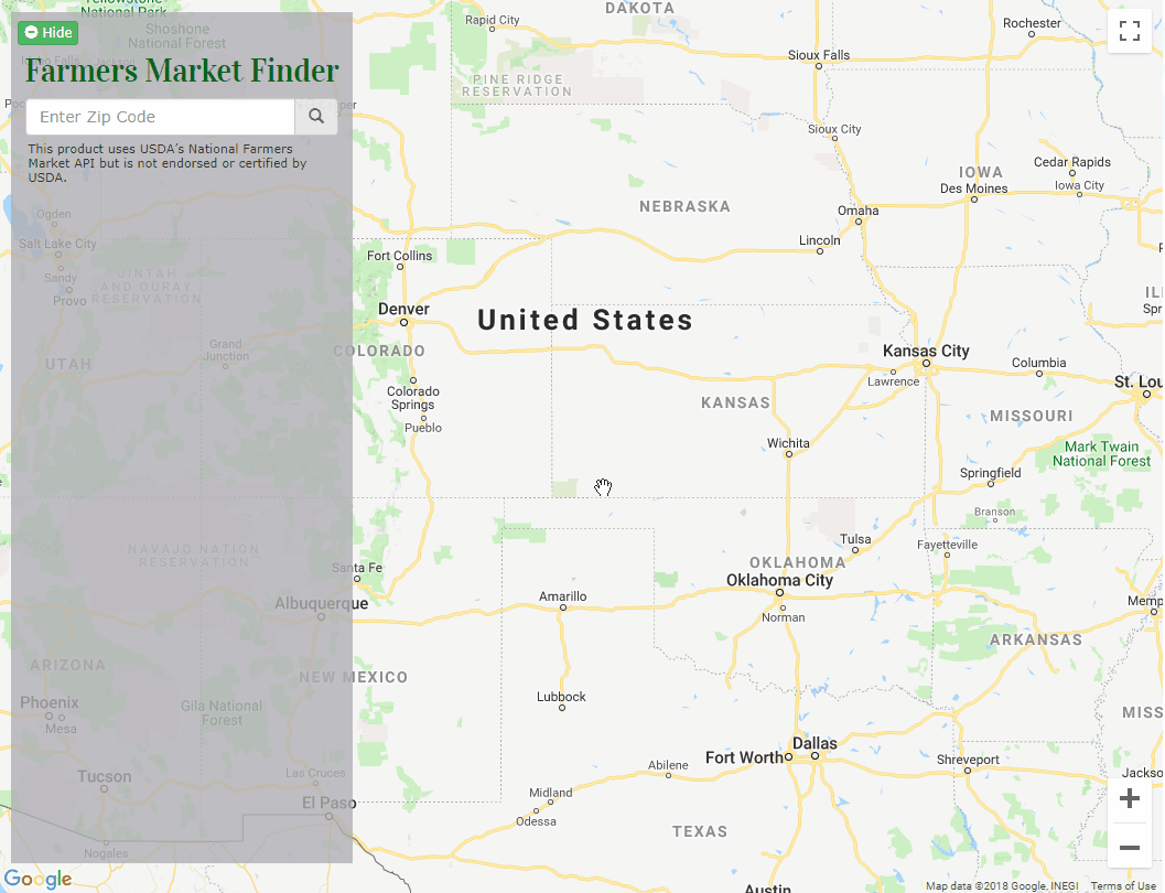 Farmers Market Finder - Animated gif demo