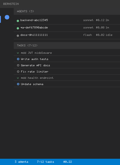 Sidebar — Agents and Tasks tree views