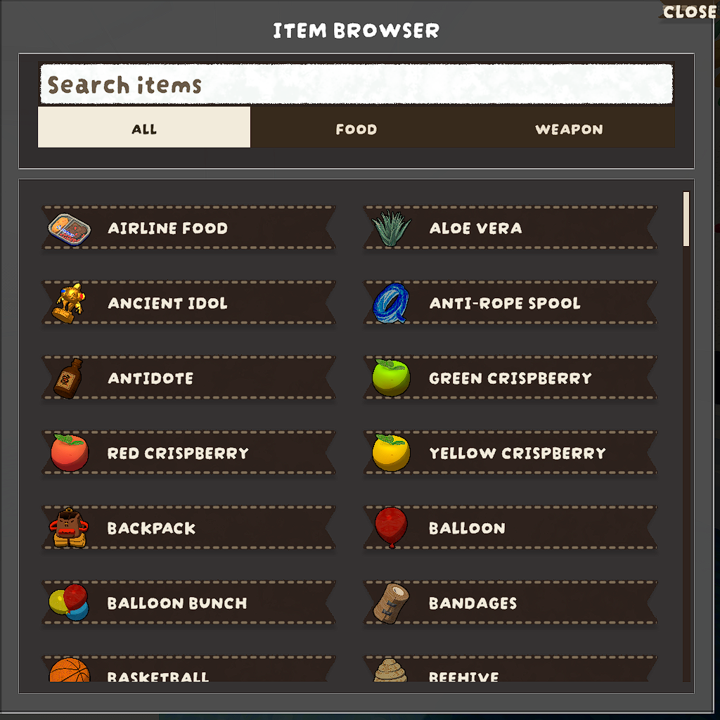 ItemBrowser UI Preview (EN)