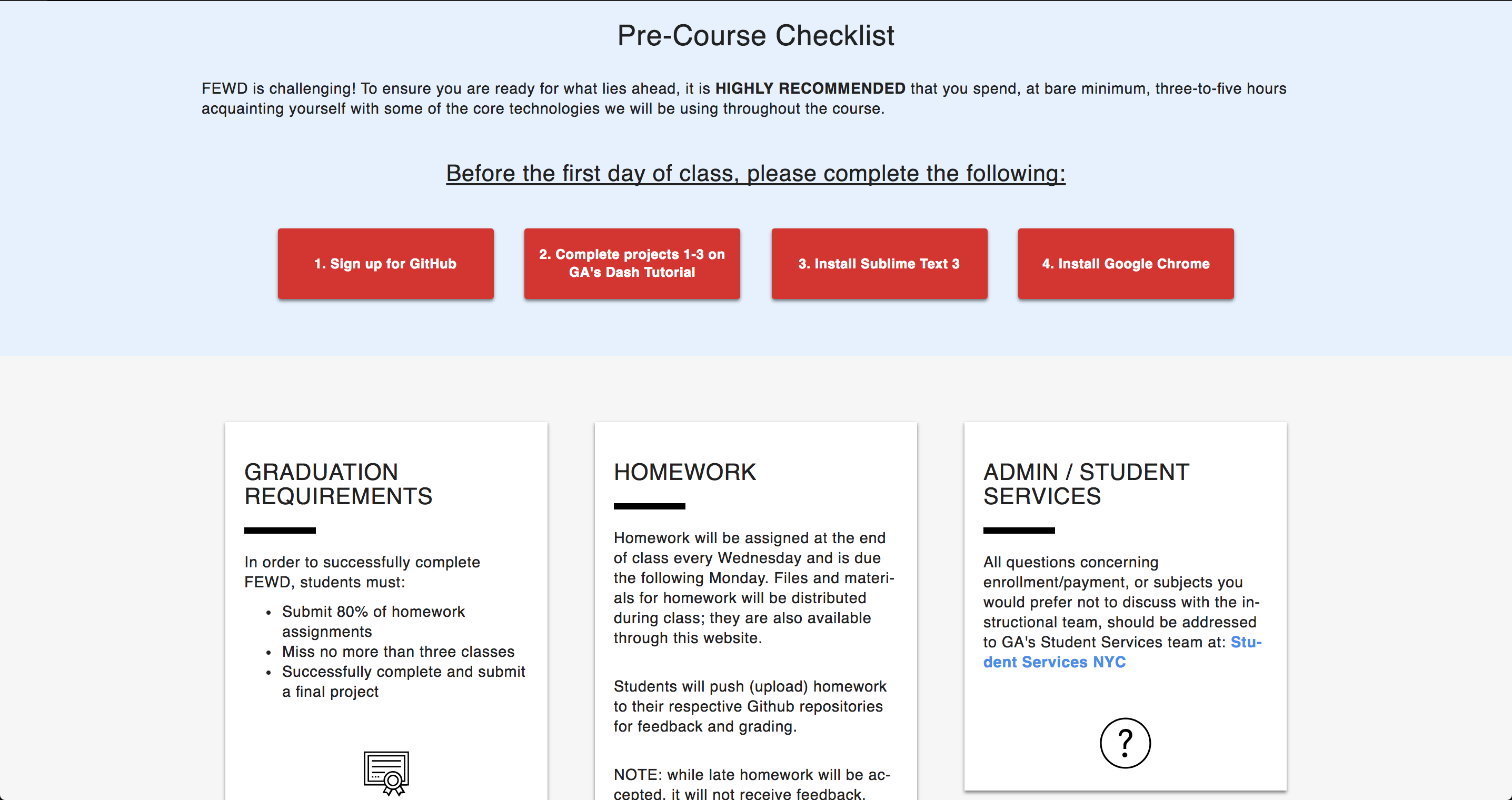 Pre-Course Checklist