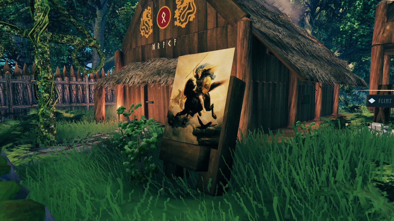 A painting leaning back on an easel