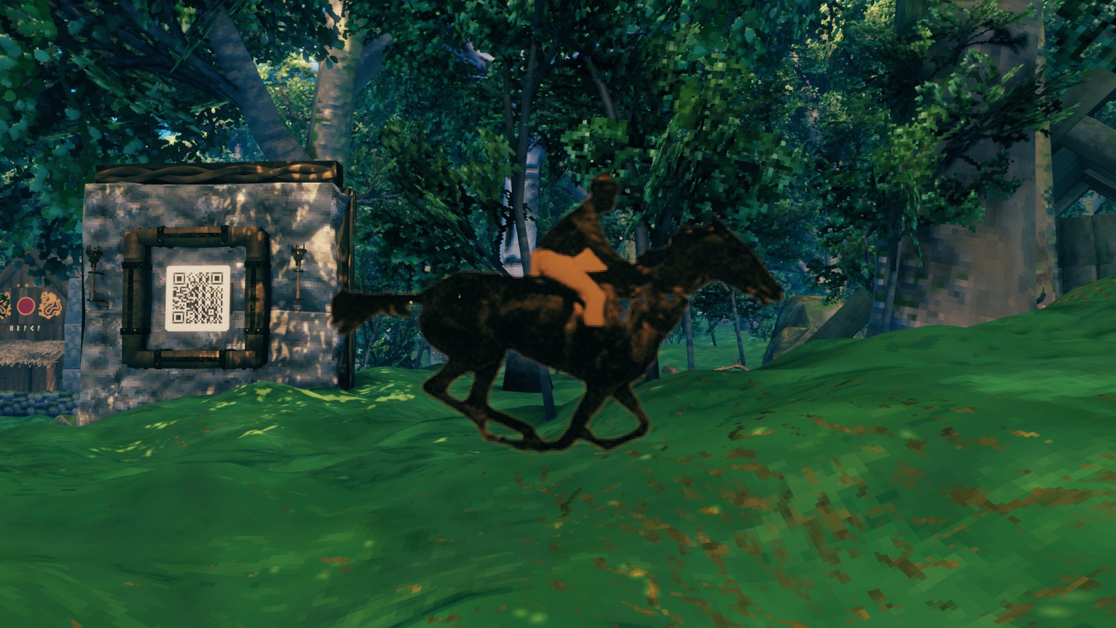 A cut-out horse galloping across a meadow, no box around it