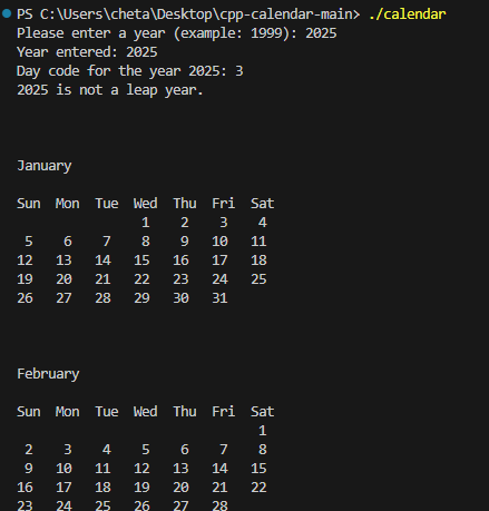 GitHub - chetankumarpulipati/cpp-calendar-main