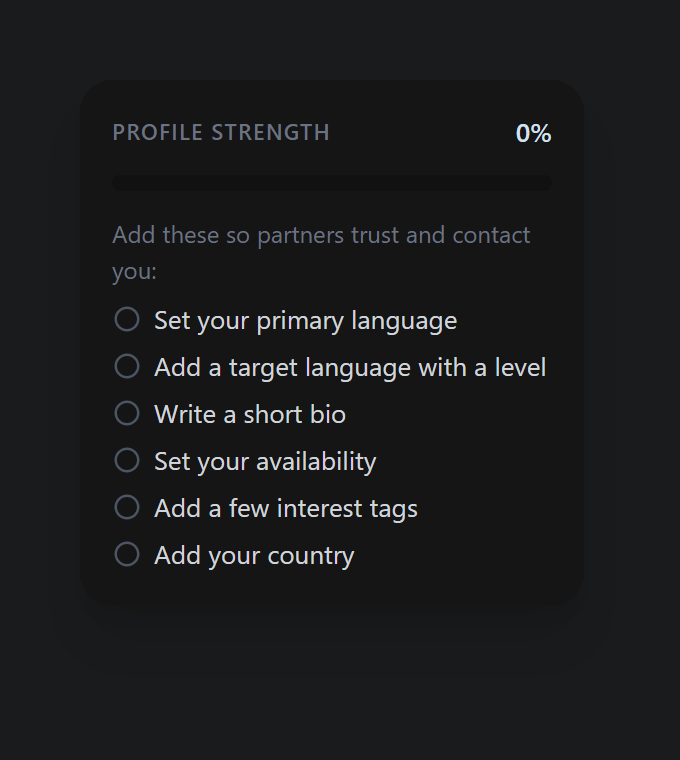 Profile strength empty