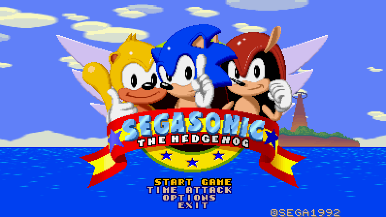 The title and its menu: START GAME, TIME ATTACK, OPTIONS, EXIT
