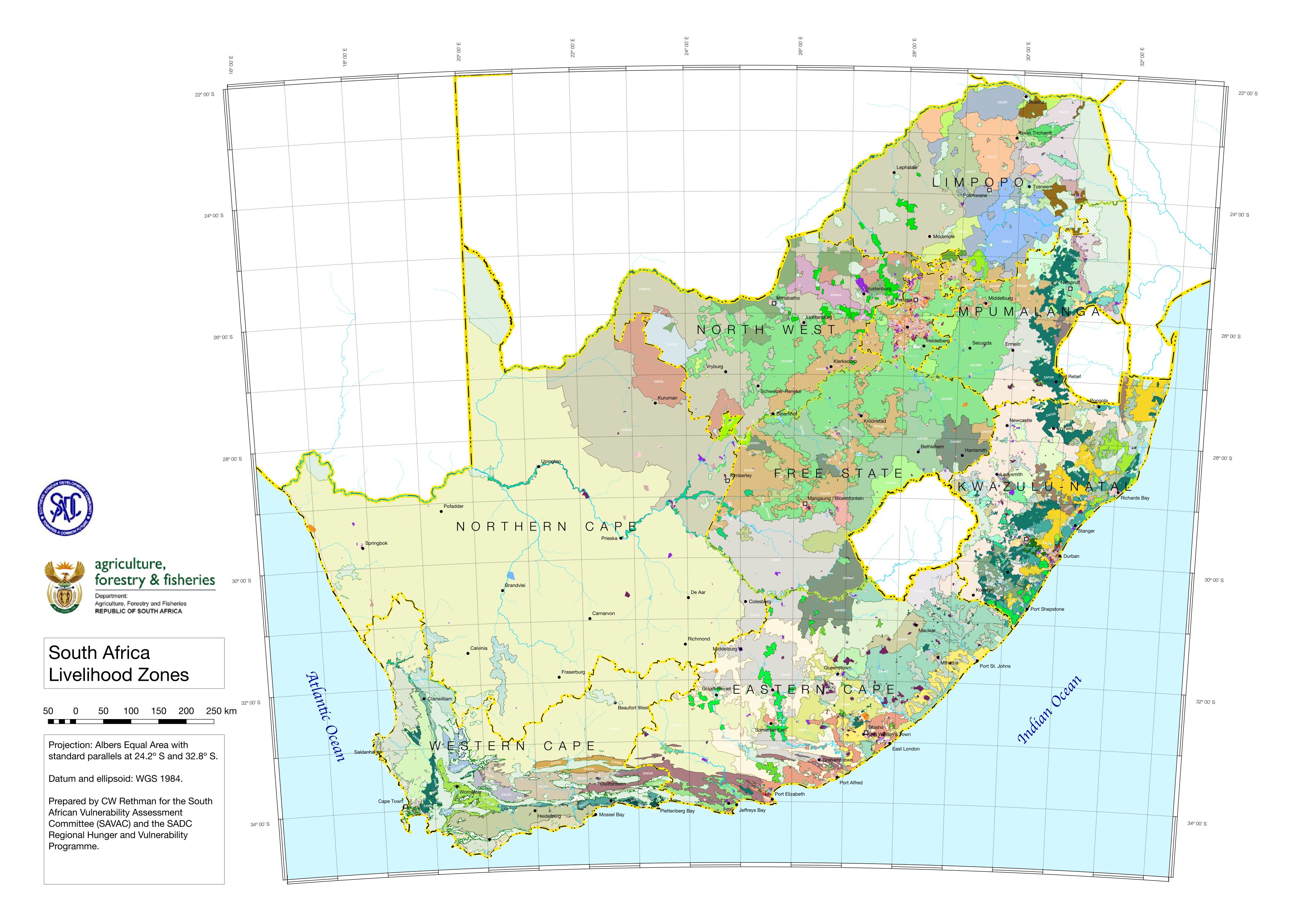 map of SA in Albers Equal Area