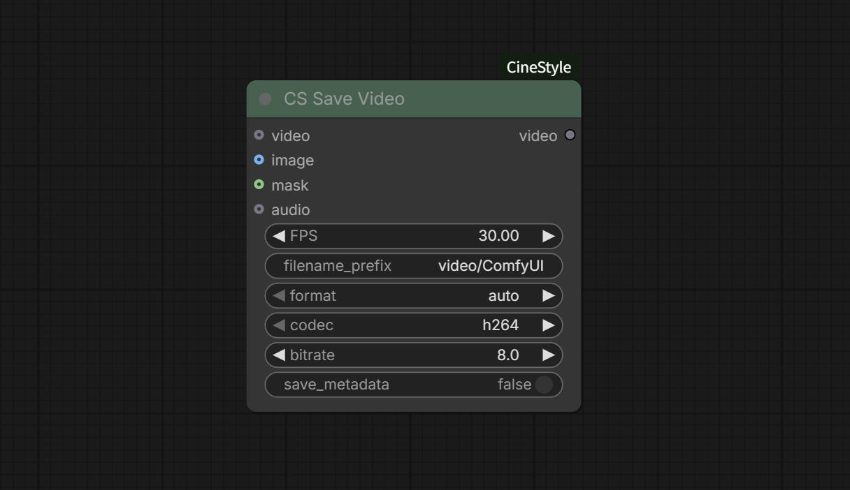 CS Save Video 节点