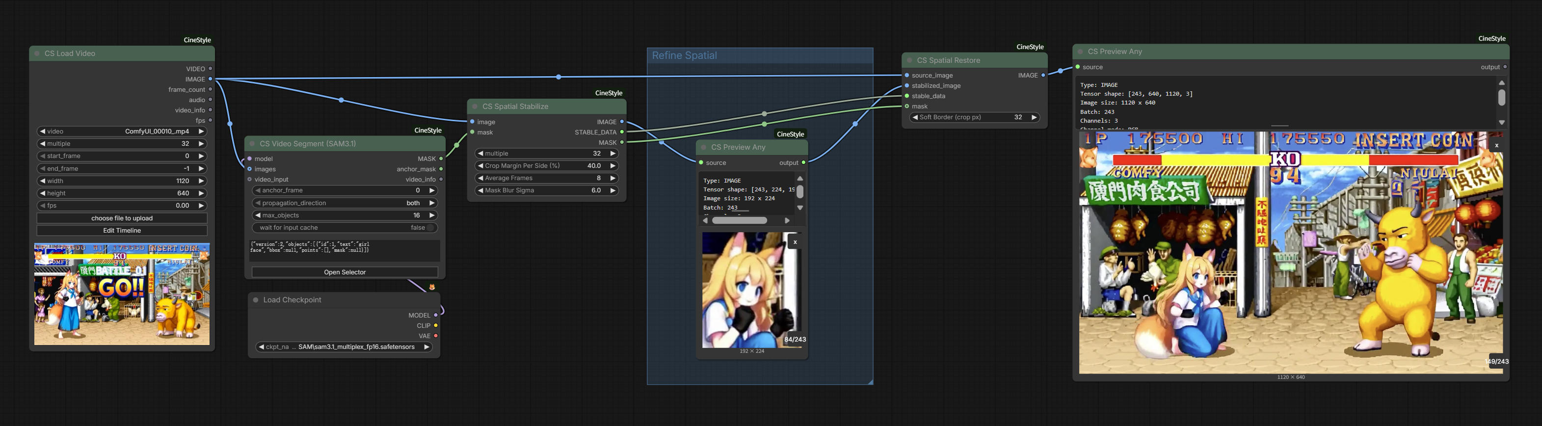 CS Spatial Stabilize 和 CS Spatial Restore 工作流