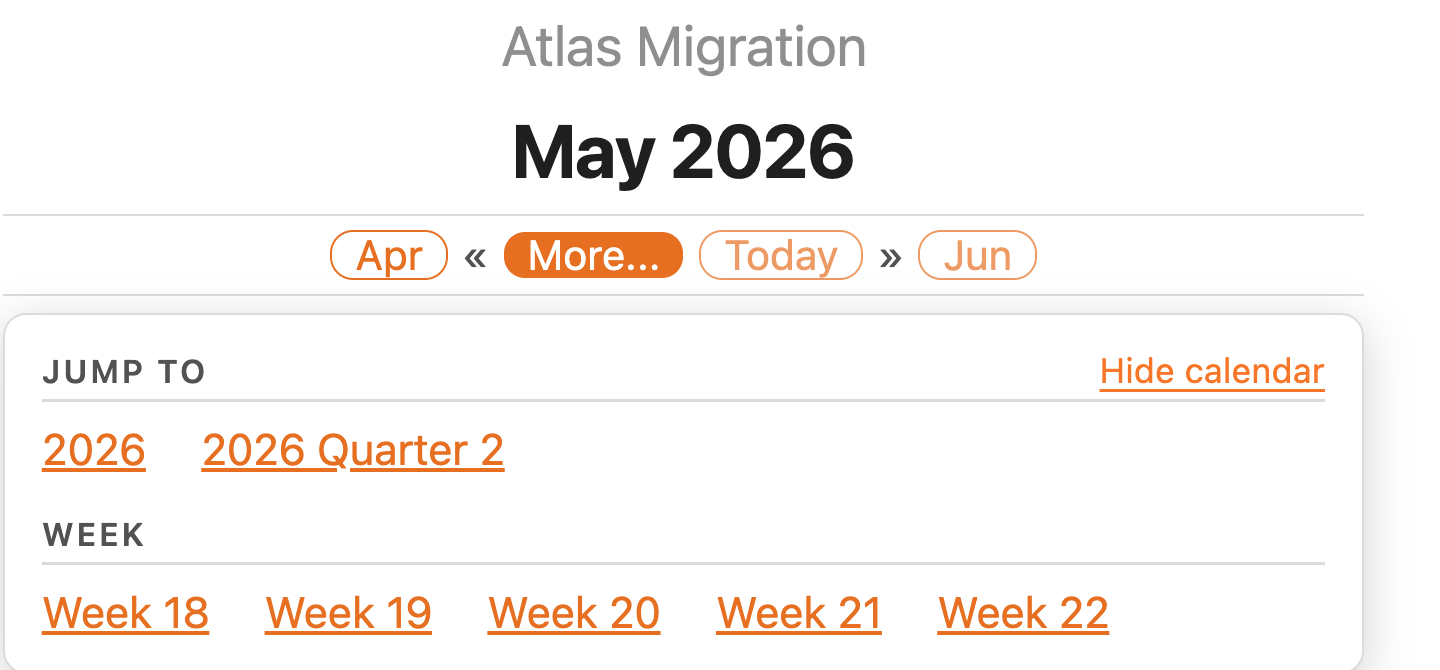 More popover, monthly note (calendar visible)