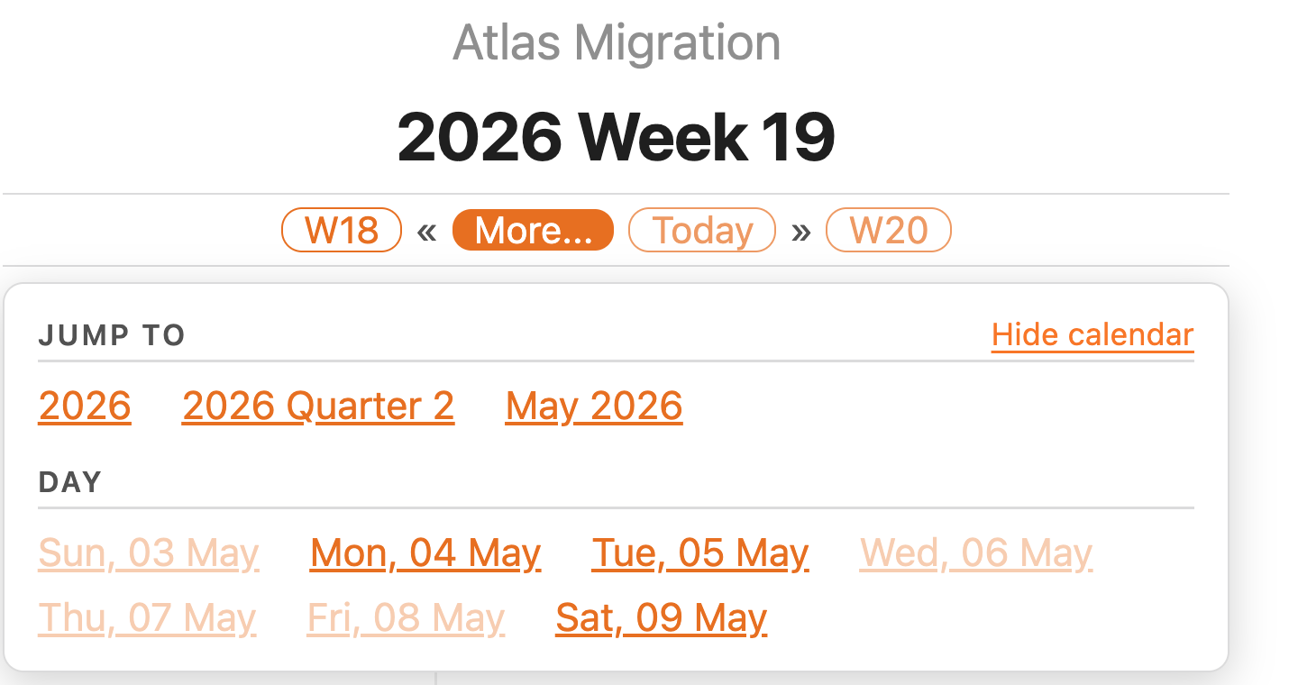 More popover, weekly note