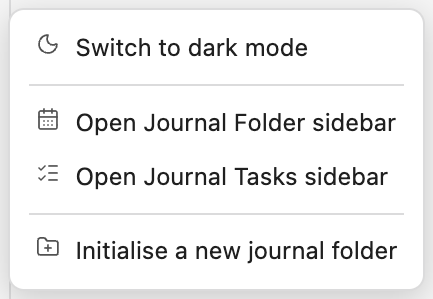 The plugin menu, open from the ribbon icon
