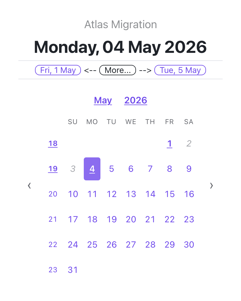 Mobile calendar layout