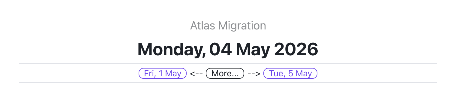 Daily note header rendered by the plugin