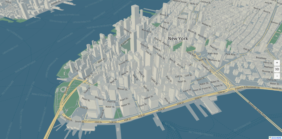 New York City rendered with our default style