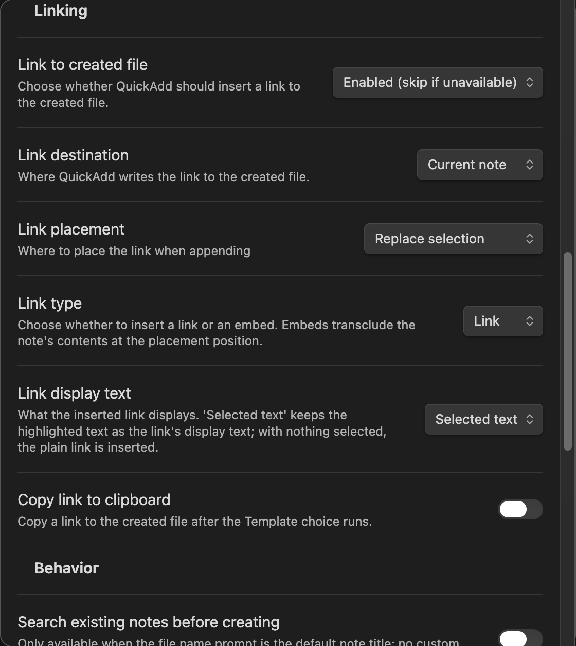 Link display text option