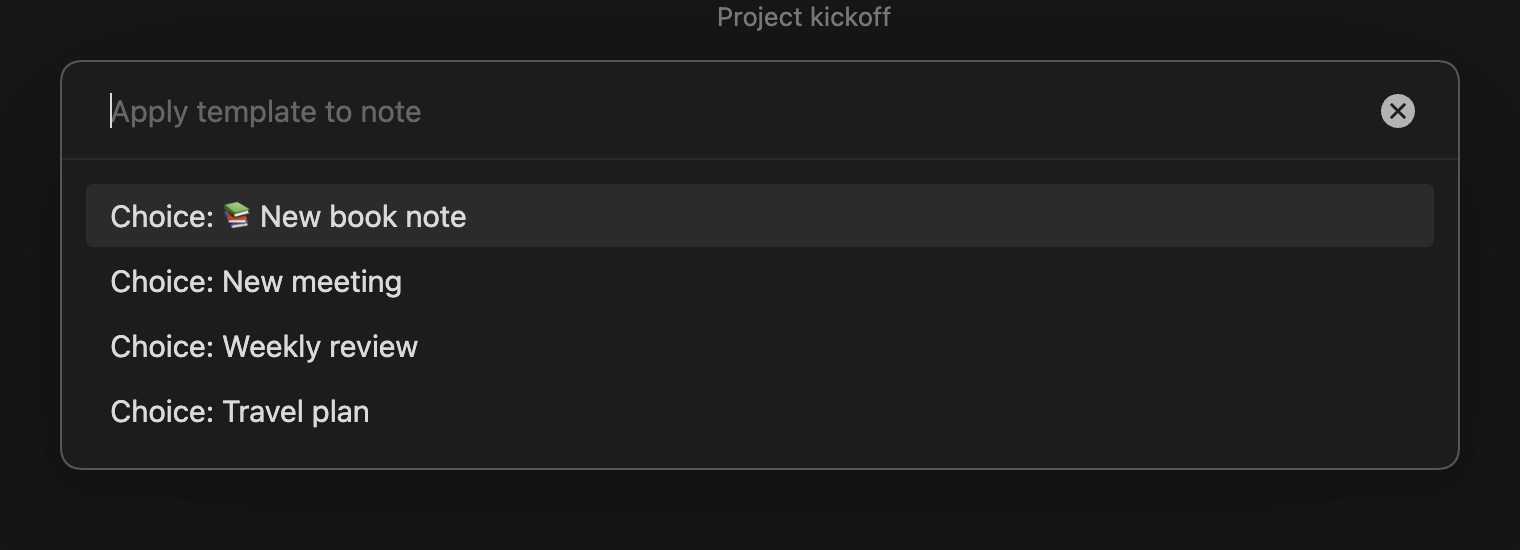 Apply template picker
