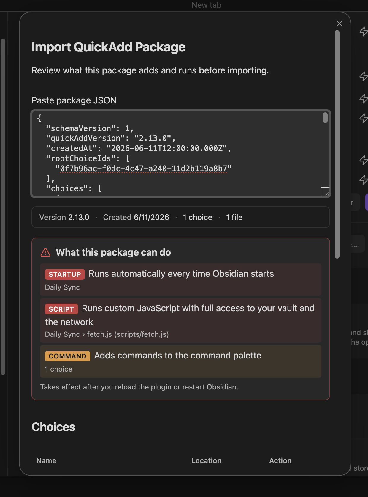 Package import capability review