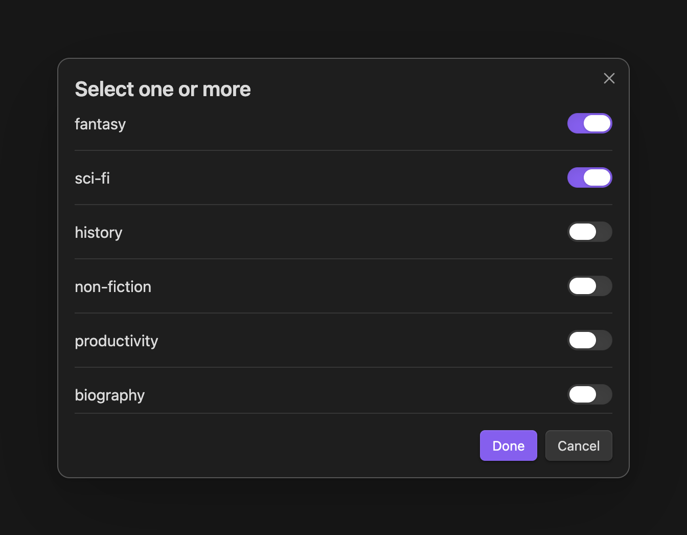Multi-select prompt from format syntax