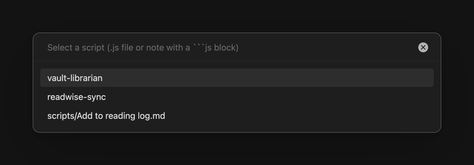 Script in a note code block