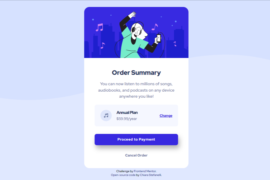 Frontend Mentor - Order summary card solution preview