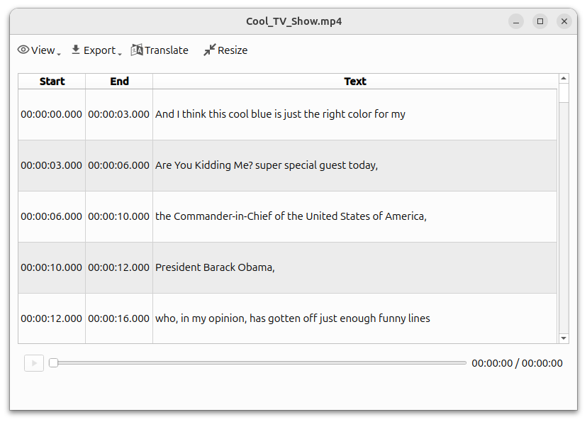 Buzz transcript viewer screenshot from the original repository