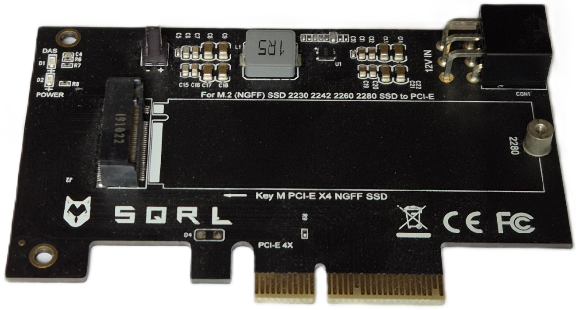 PCIE adapter board, top view