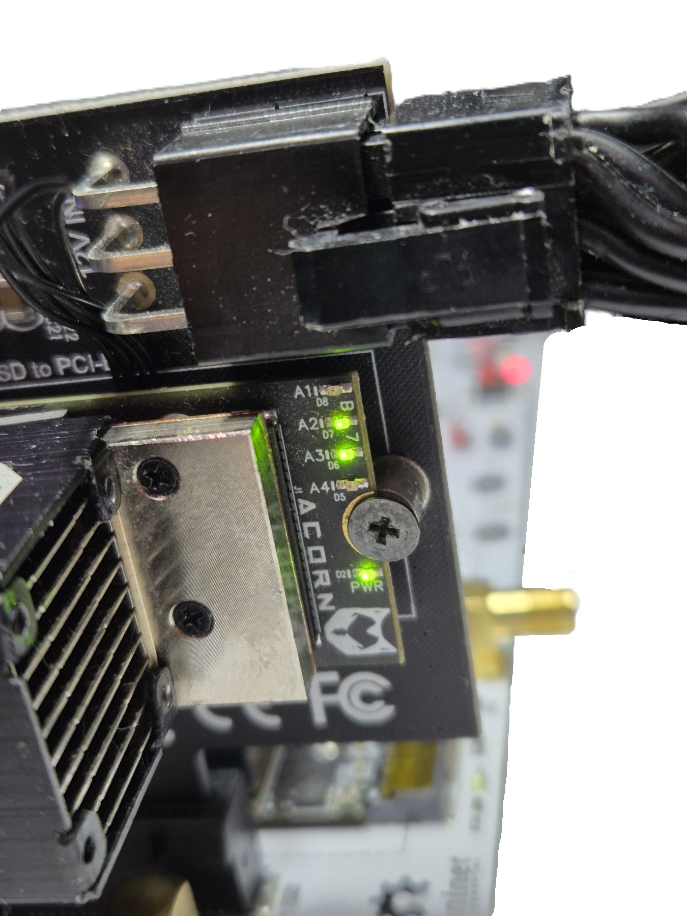 LEDs showing the data payload
