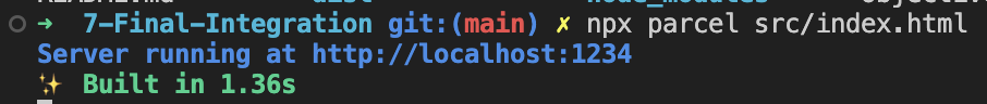 A terminal shell showing the website has been built and is being locally hosted