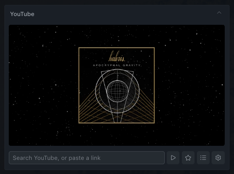 Compact YouTube player showing album artwork