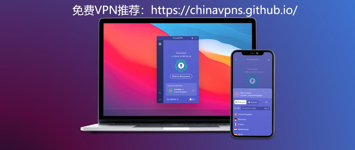 PrivadoVPN Banner：免费VPN推荐，免费VPN加速器，大陆永久免费VPN