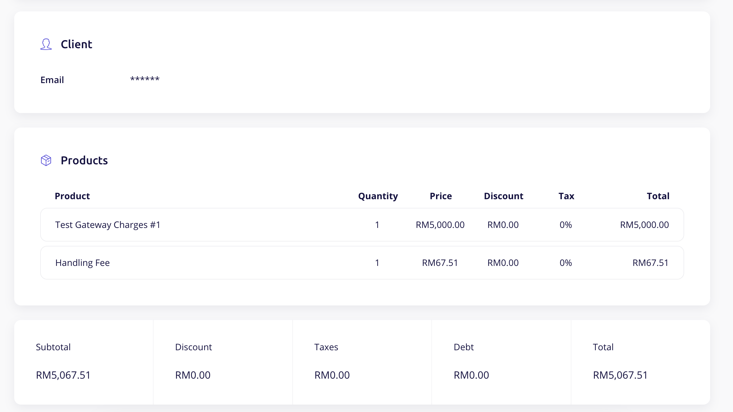 Invoice Page