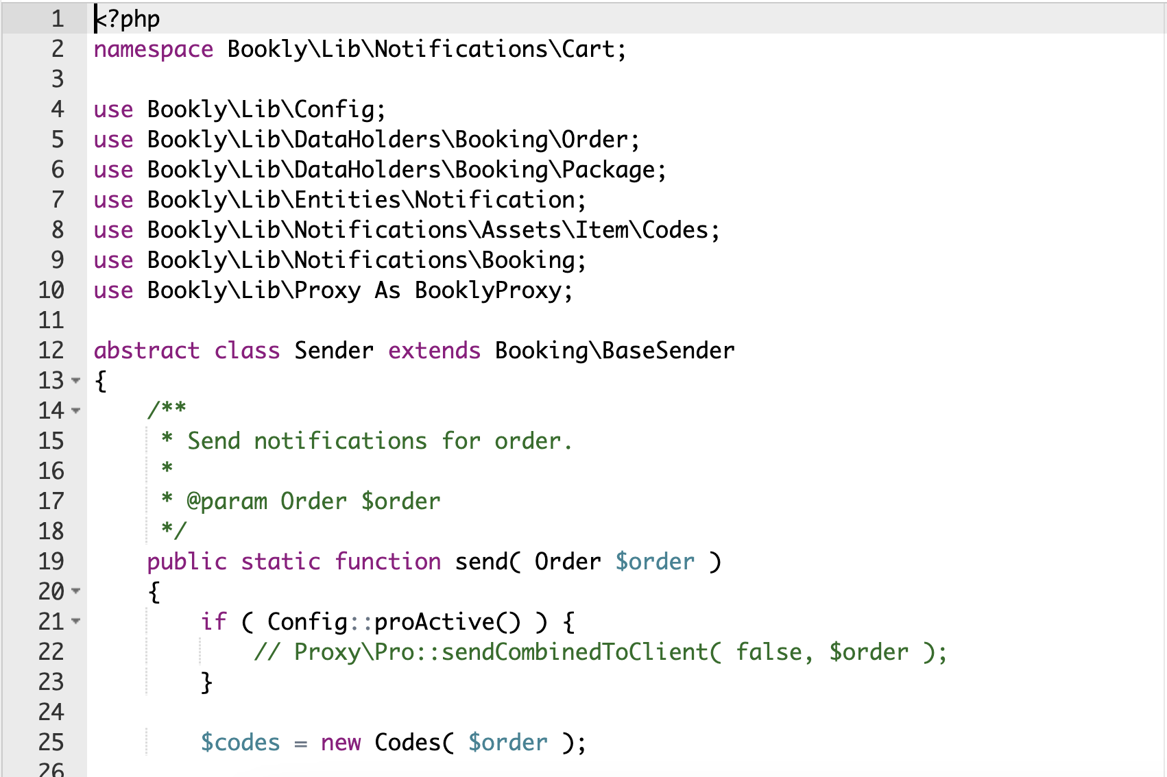 Sender.php file Screenshot Comment line below by adding *//* in infront of the line