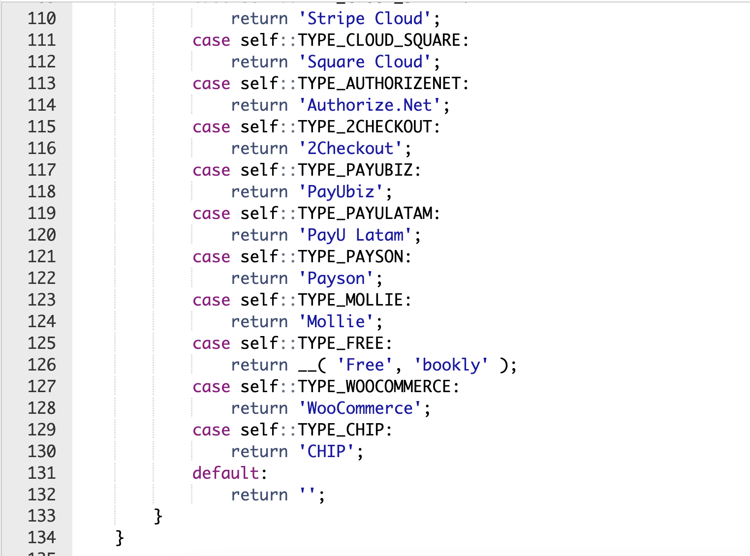 Add case to switch statement in `typeToString` method