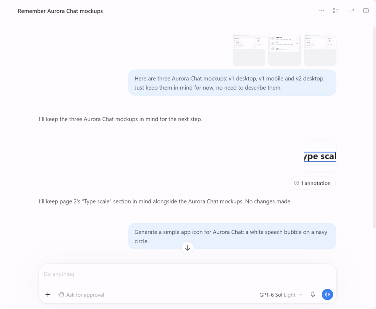 Every image in the task is unchecked. Asked about v1's chat button, the model replies need IMG-002; the panel points to IMG-002, the user checks it, and the model answers from the image.