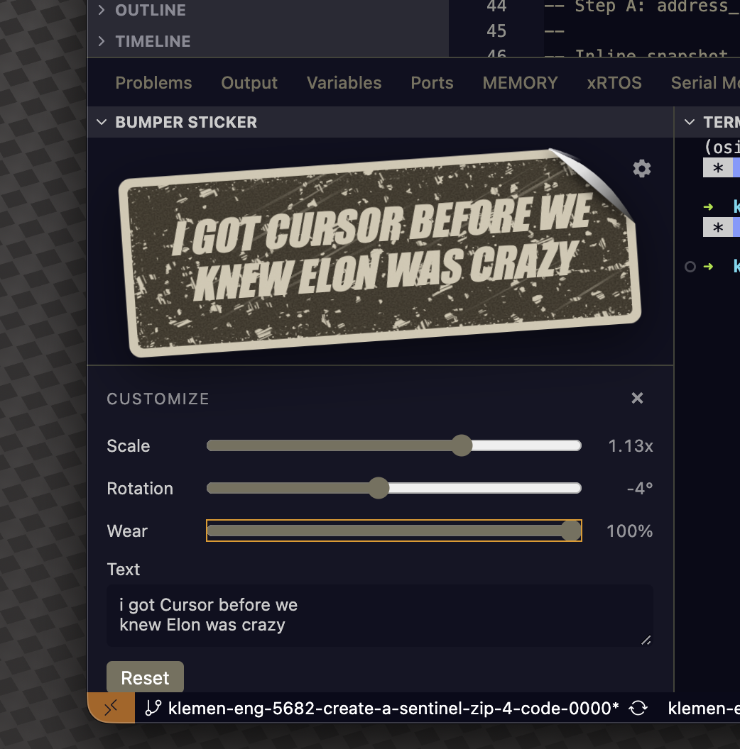 Aged sticker with wear cranked up