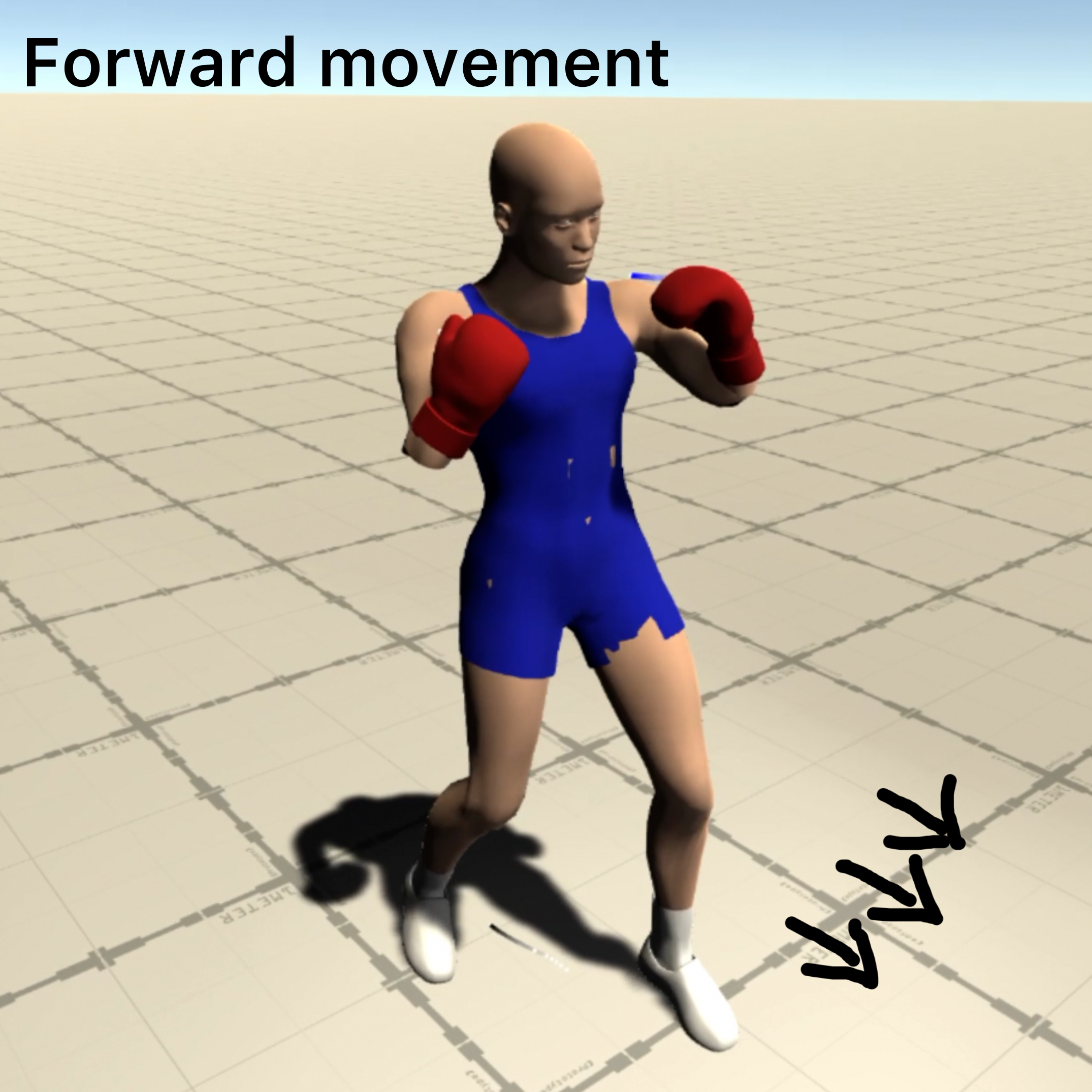 Forward movement with boxing posture