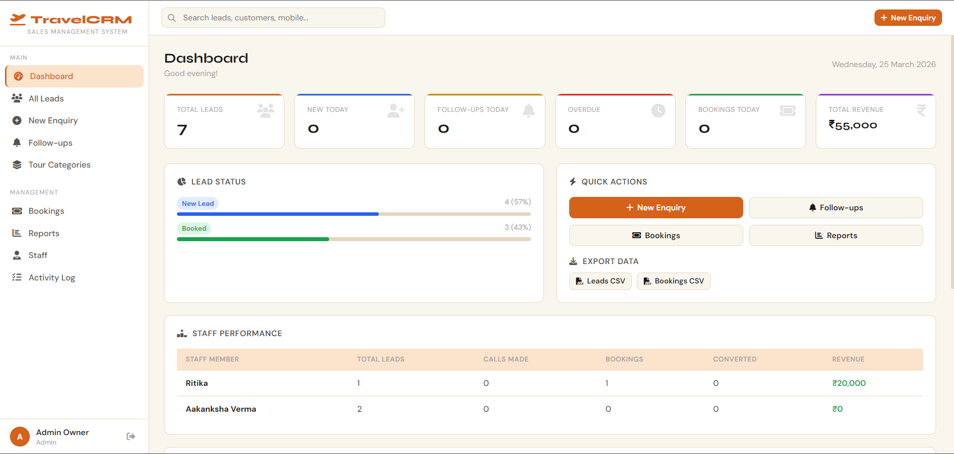 TourAndTravelCRM 网站模板截图