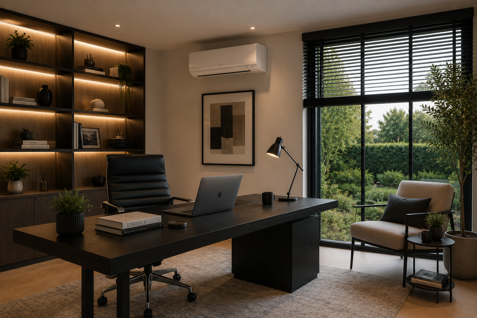 Modern home office with air conditioning