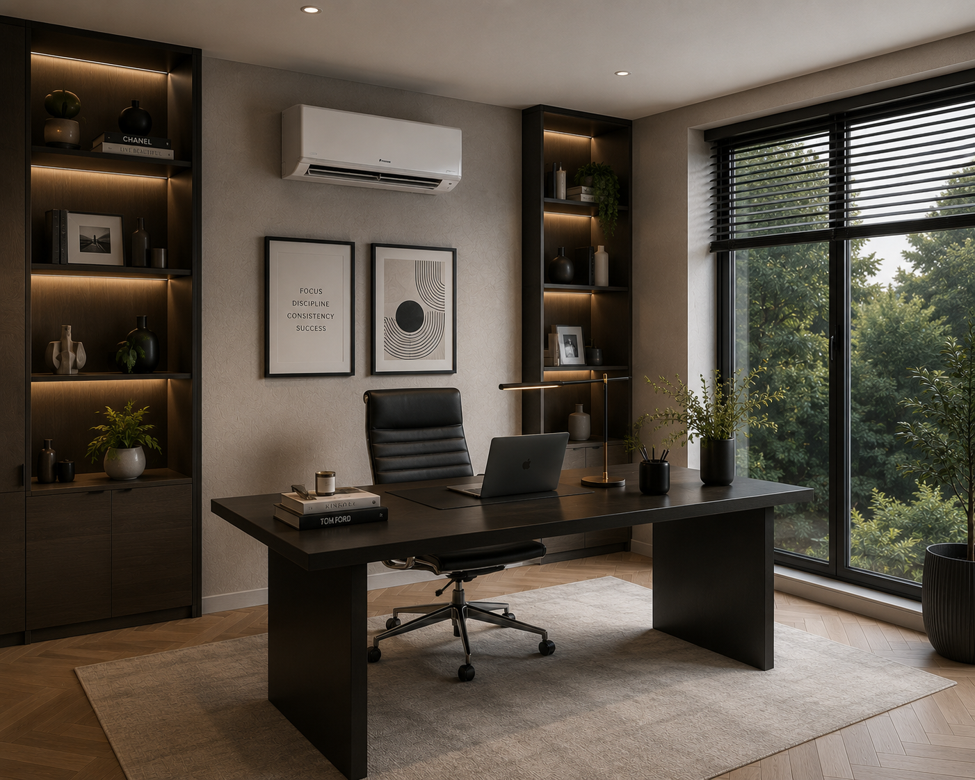 Modern home with residential air conditioning