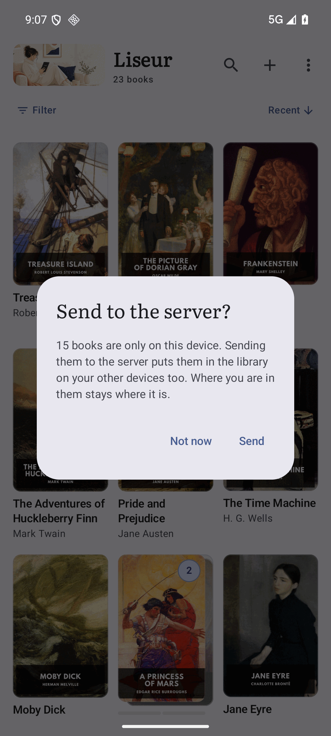 Sending a book to the server