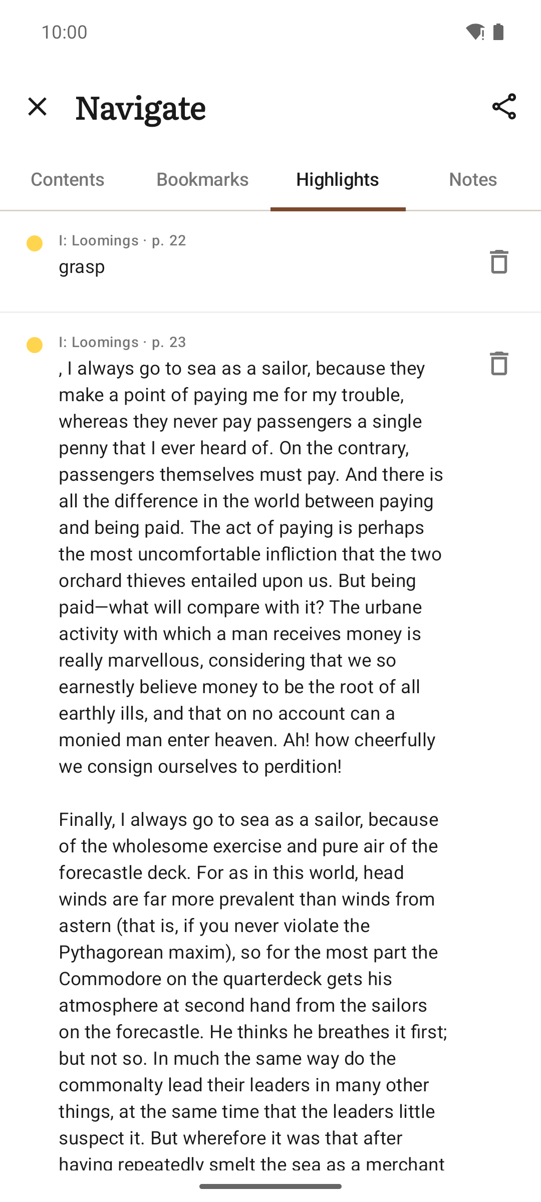 A long highlight, opened out