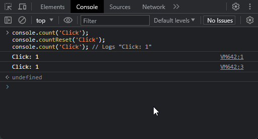 method console countReset