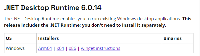 .NET 6 desktop runtime