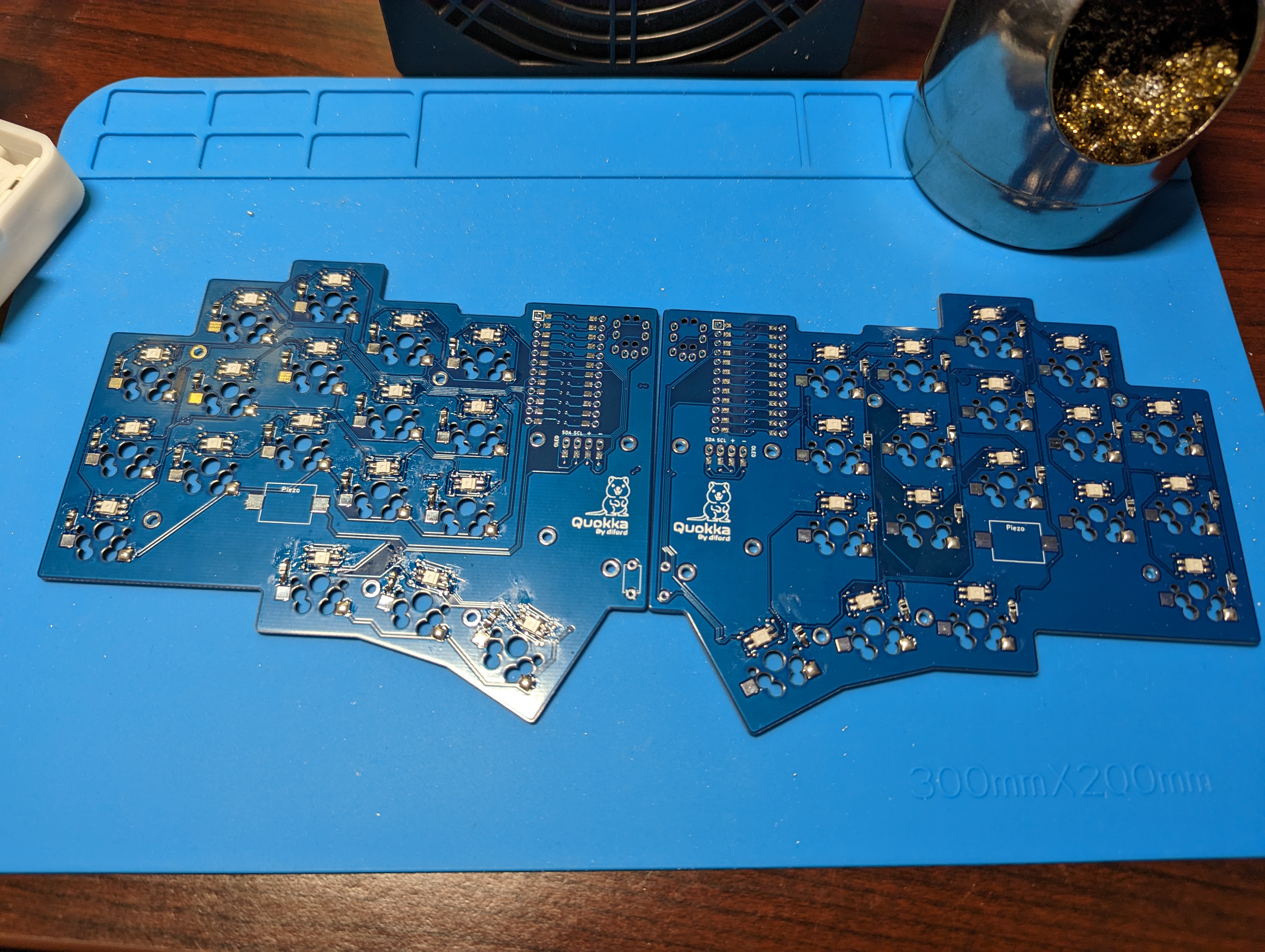 Diodes soldered in place