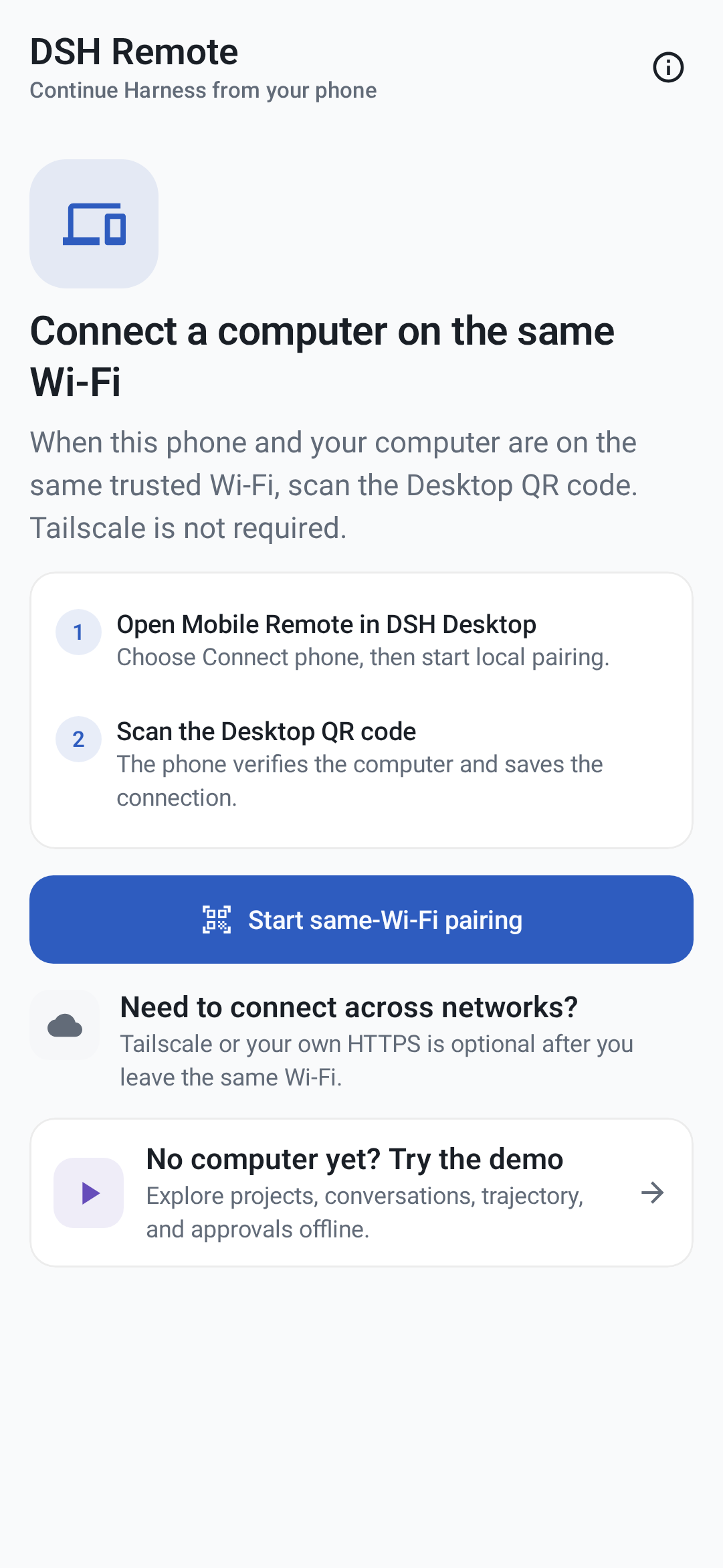 DSH Remote Android onboarding in English