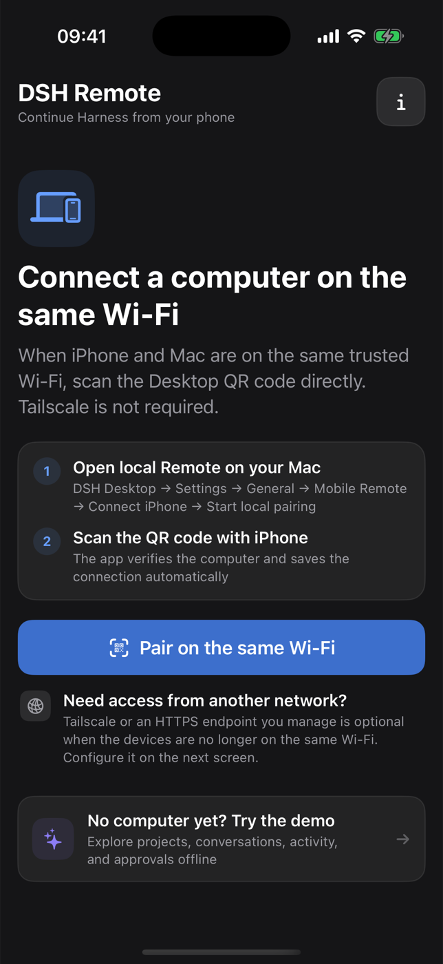 DSH Remote same-Wi-Fi pairing in English