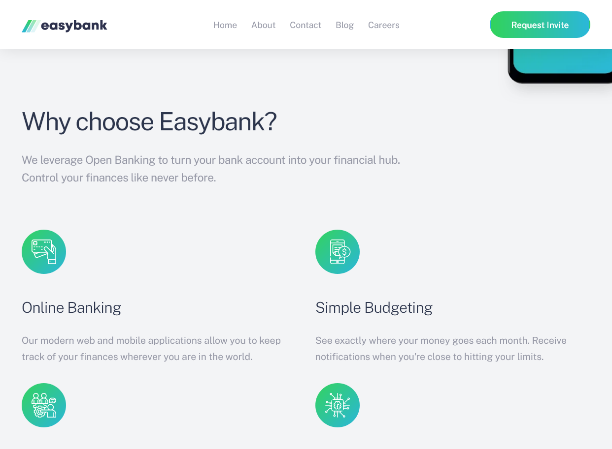 Easybank landing page (Tablet) - Feature