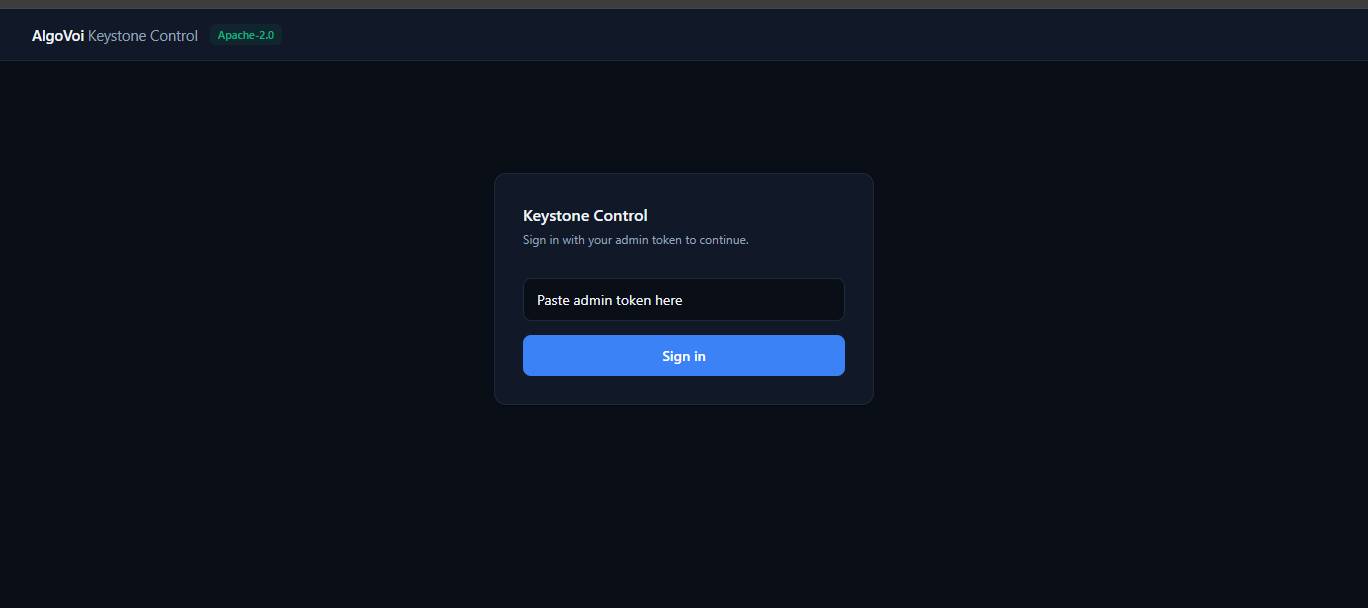 AlgoVoi Keystone Control login