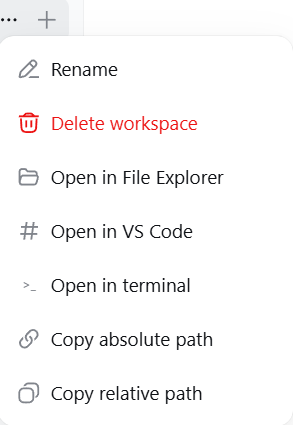 Workspace "..." menu (English UI)